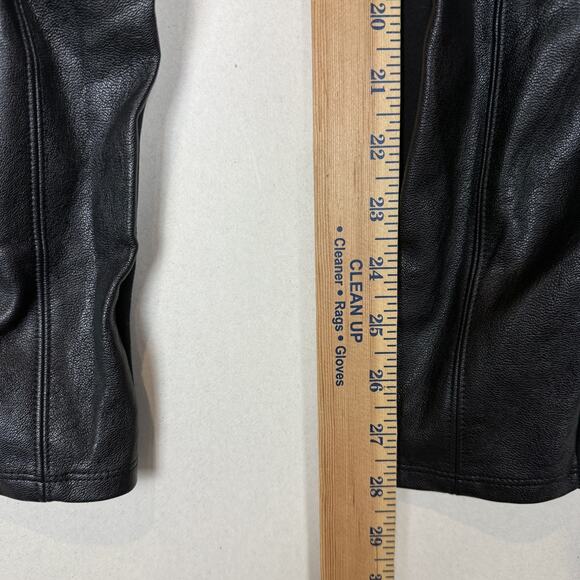 Ann Taylor Leggings Womens 6 Black Stretch Faux Leather Front Panel Side Zip - Picture 11 of 14